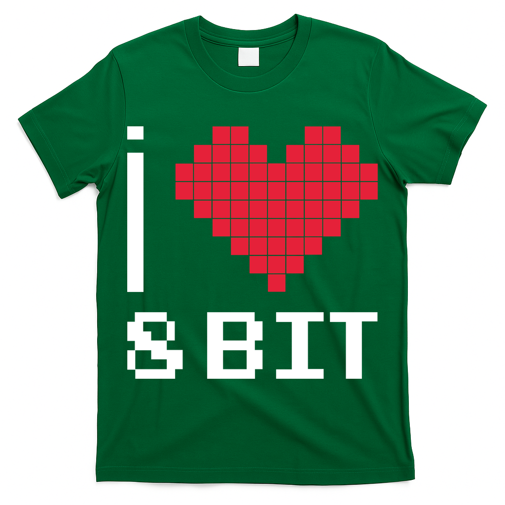 I Love Heart 8 Bit Retro Gamer Gaming T-Shirt