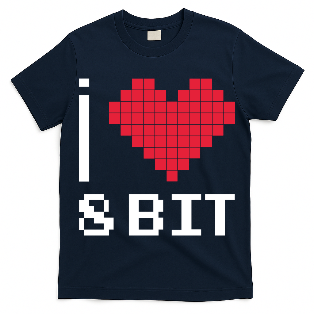 I Love Heart 8 Bit Retro Gamer Gaming T-Shirt