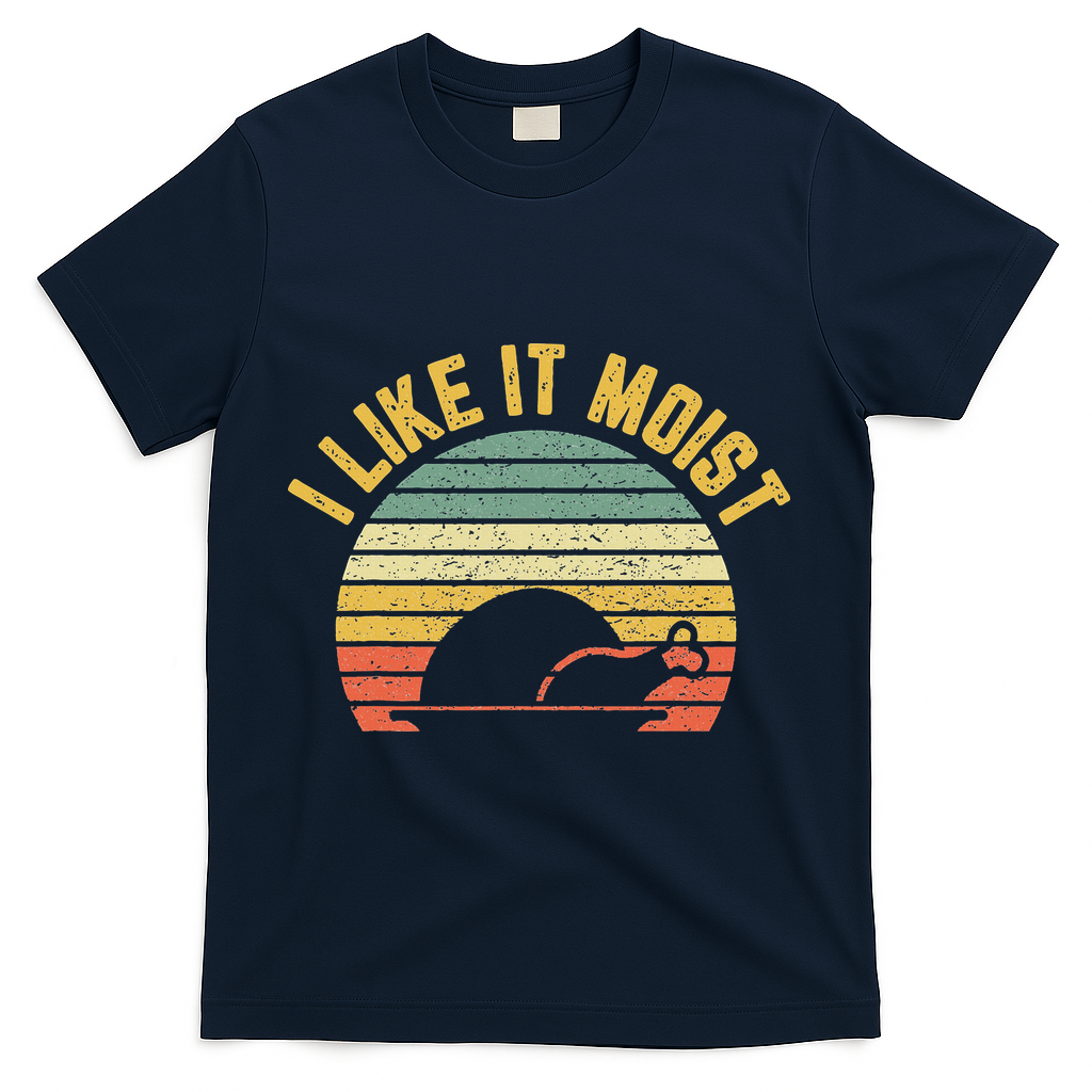 I Like It Moist Retro Funny Thanksgiving T-Shirt - Navy