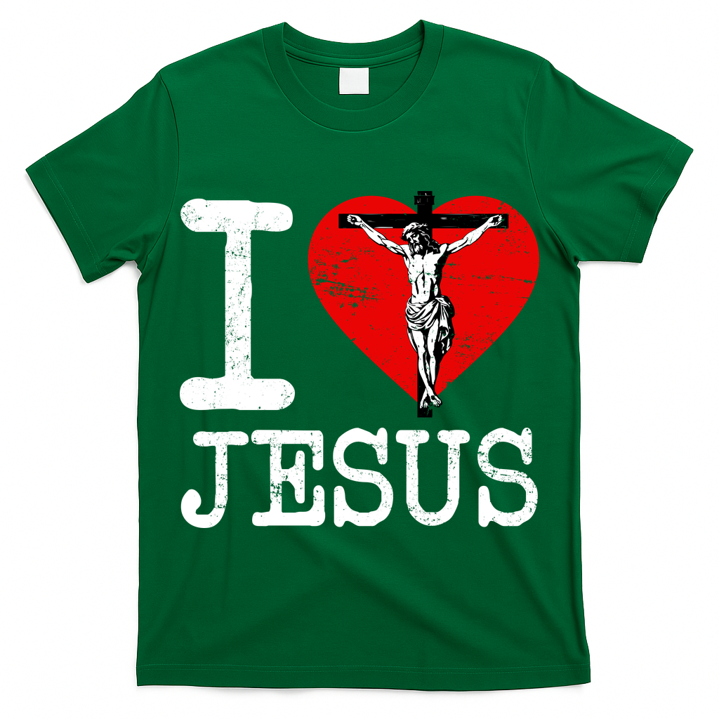 I Love Jesus Heart Cross Christain Faith Christ T-Shirt