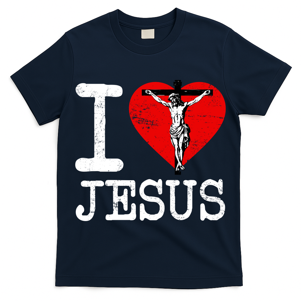 I Love Jesus Heart Cross Christain Faith Christ T-Shirt