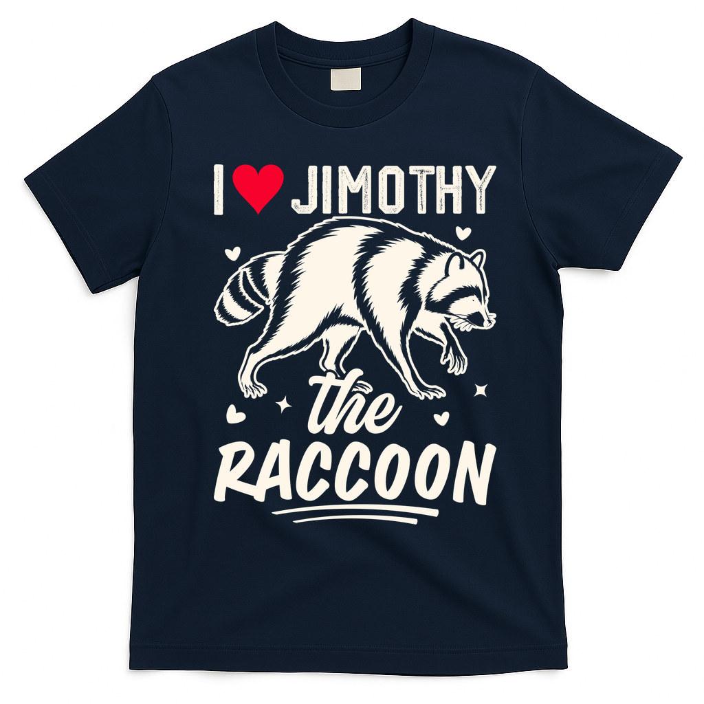 I Love Jimothy The Raccoon Funny Meme Gift T-Shirt - Navy Blue