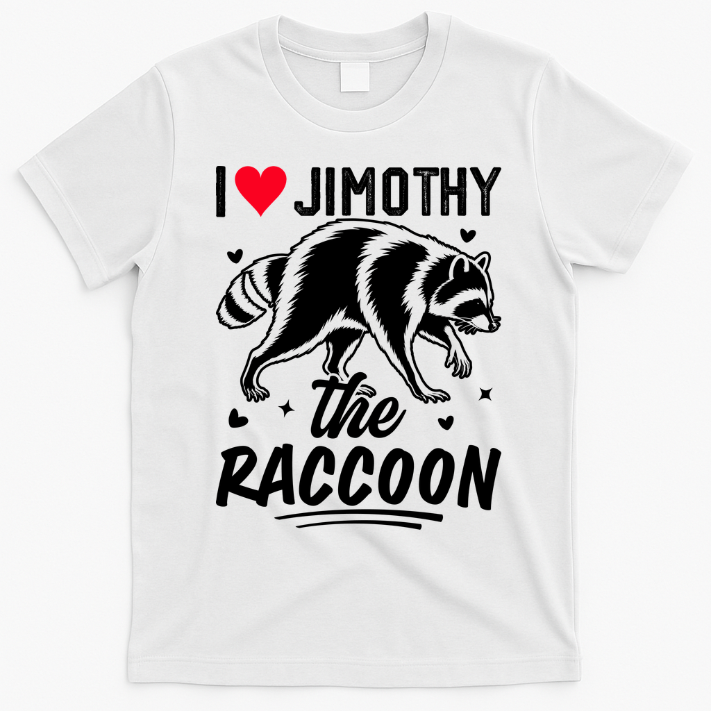 I Love Jimothy The Raccoon Funny Meme Gift T-Shirt - White