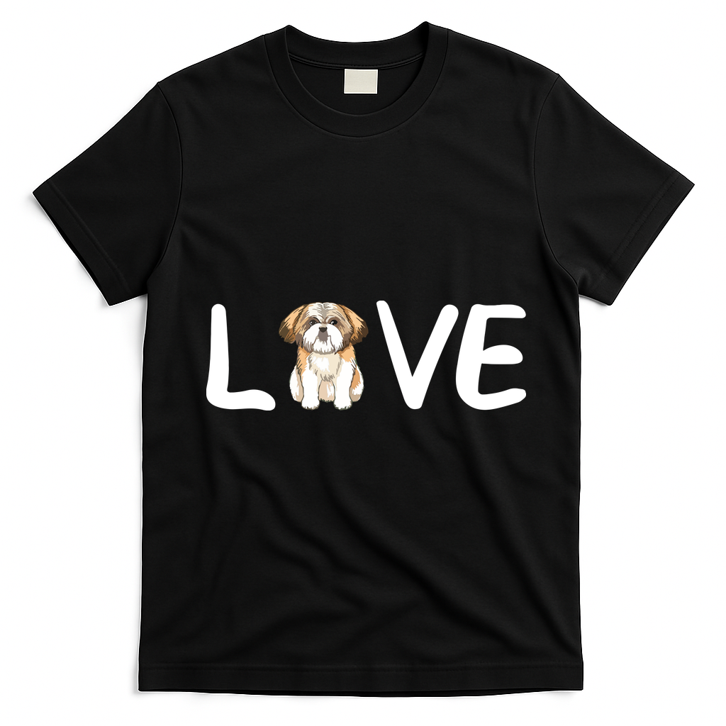 I Love My Shih Tzu Dog Shih Tzu Heart Shih Tzu Love T-Shirt - Black