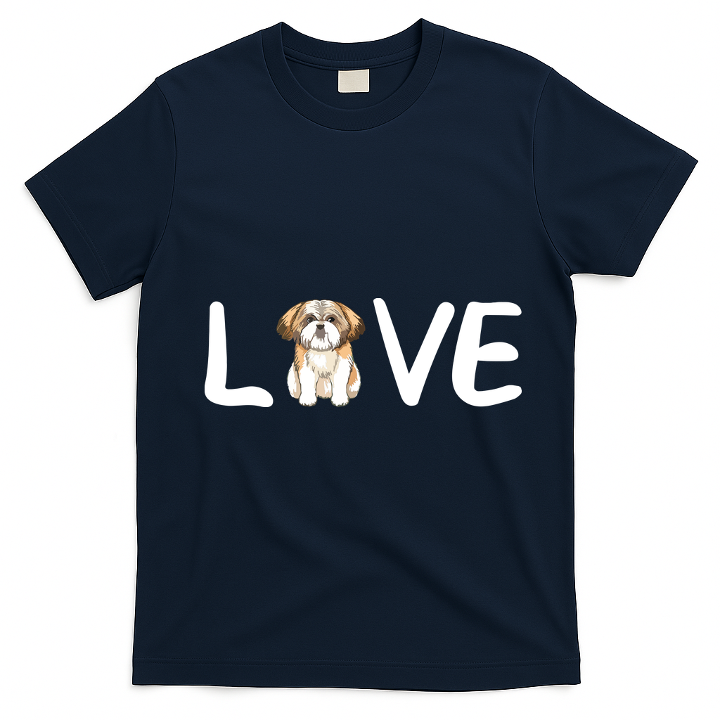 I Love My Shih Tzu Dog Shih Tzu Heart Shih Tzu Love T-Shirt - Navy Blue