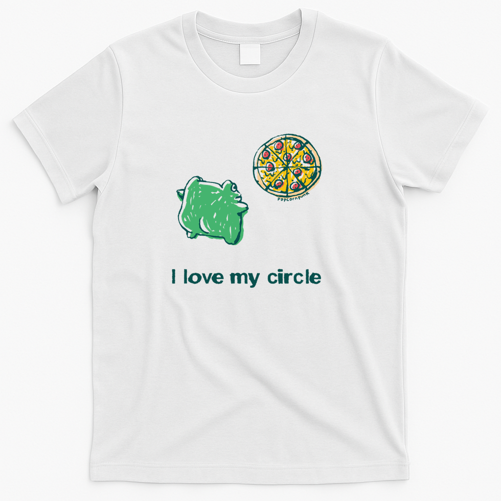 I love my circle pizza frog - White