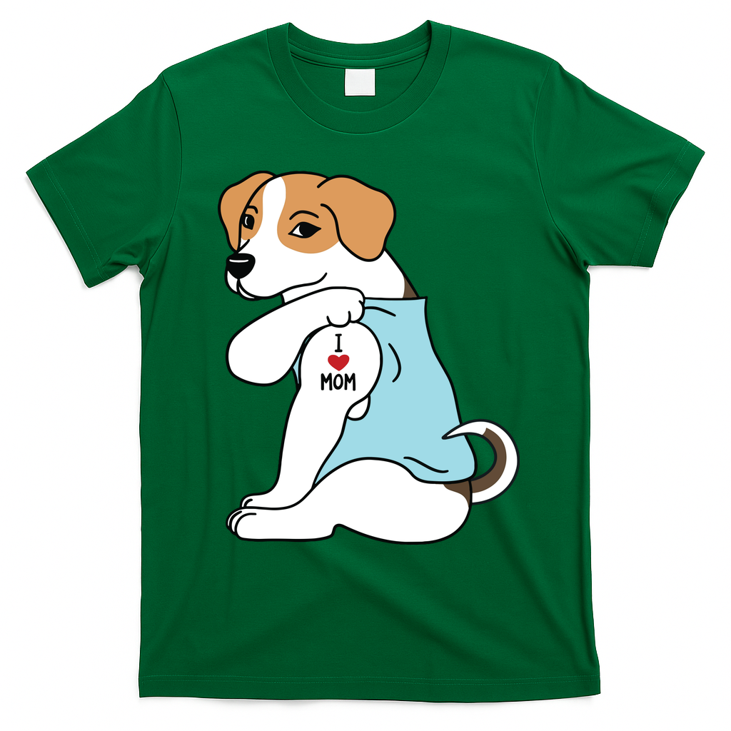 I Love Mom Tattoo Jack Russell Terrier Mothers Day Dog T-Shirt - Irish Green