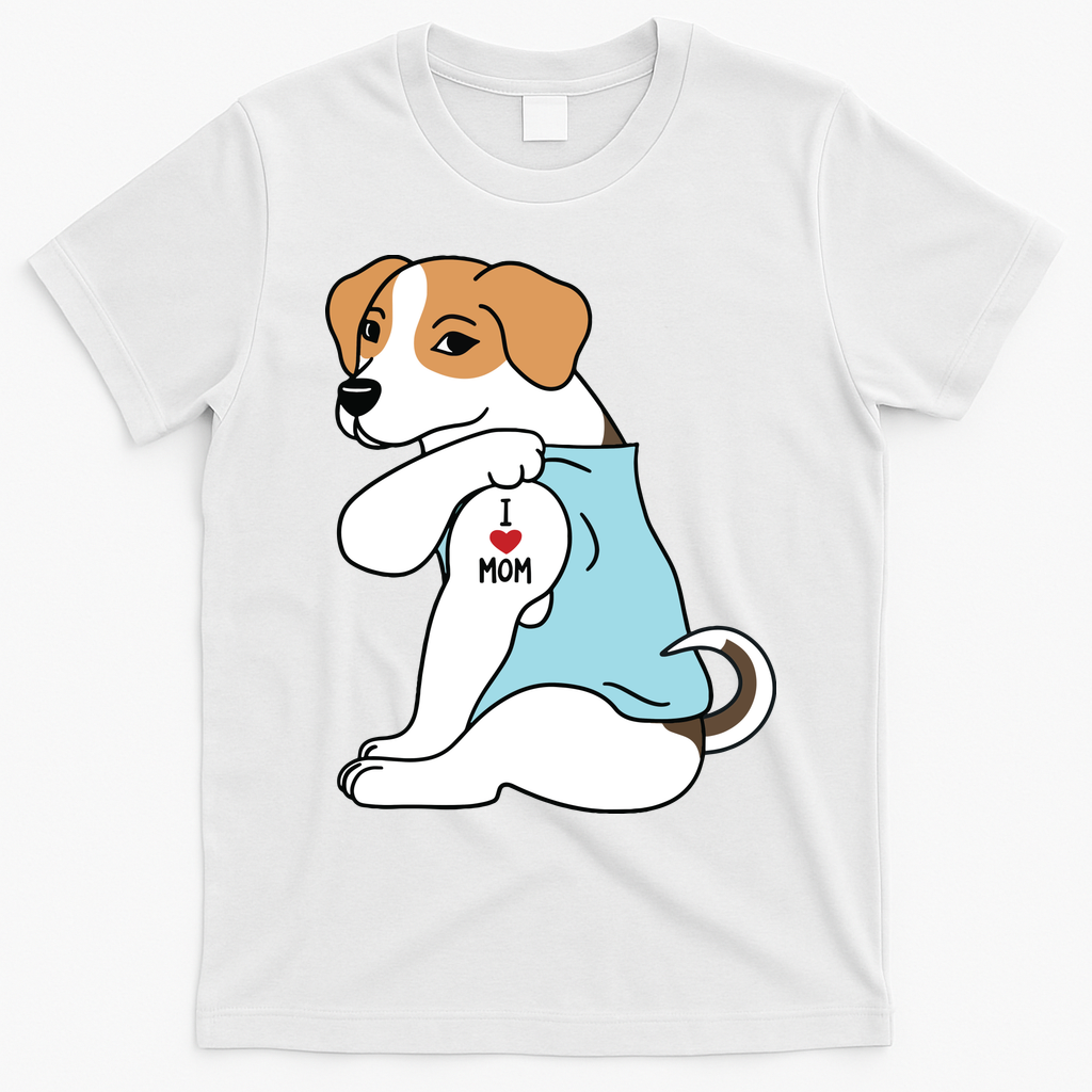 I Love Mom Tattoo Jack Russell Terrier Mothers Day Dog T-Shirt - White