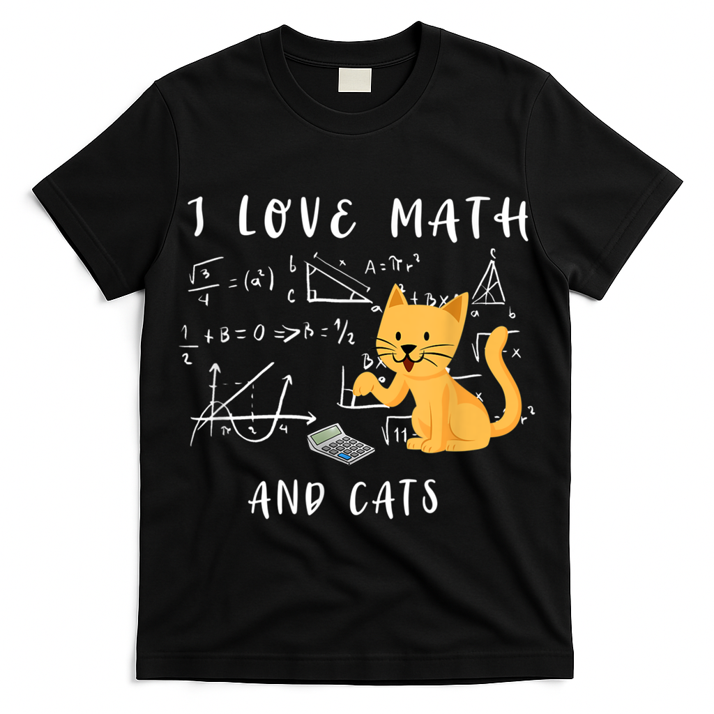 I Love Math And Cats Math Student Mathematician Math Teacher T-Shirt