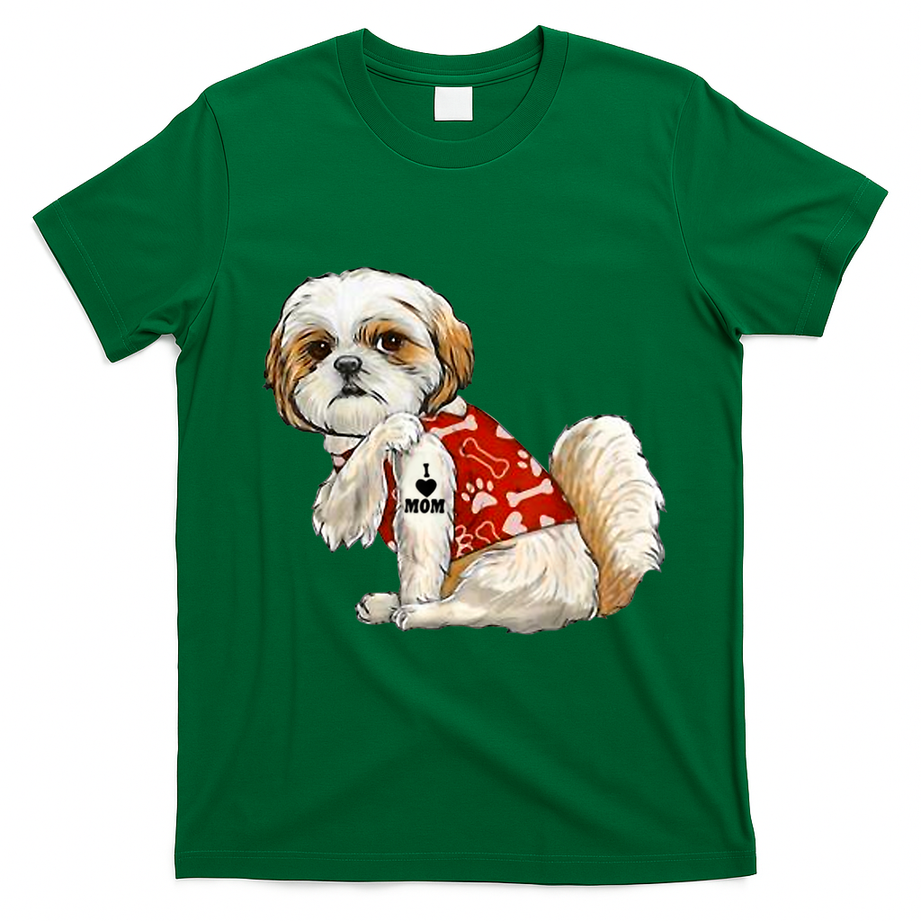 I Love Mom Tattoo Shih Tzu Mom Funny Mother's Day Gift T-Shirt - Irish Green