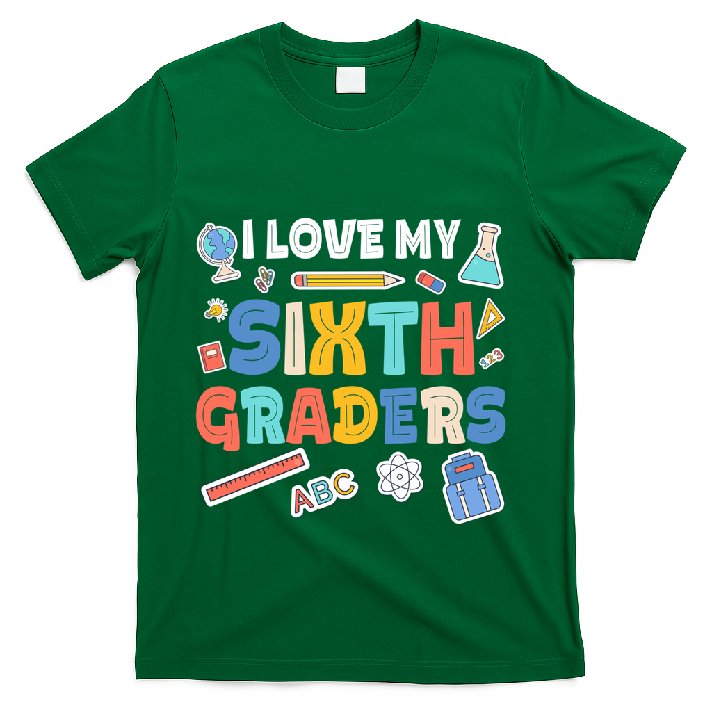 I Love My Sixth Graders Cute Cute Gift For 6Th Grade Teacher Gift T-Shirt - Green