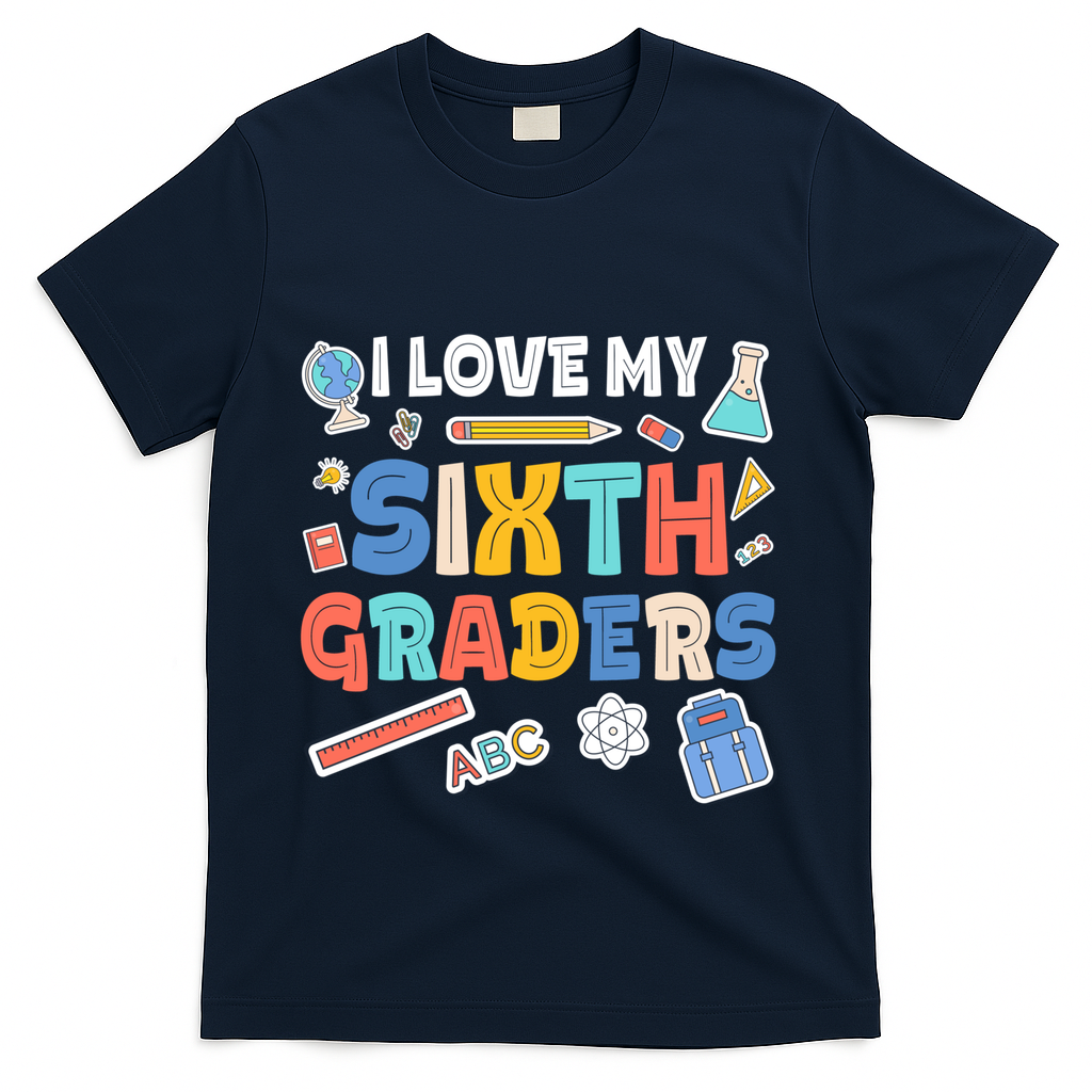 I Love My Sixth Graders Cute Cute Gift For 6Th Grade Teacher Gift T-Shirt - Navy