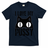 I Love My Pussy Cat Funny Halloween Cats Spiderweb Premium T-Shirt - Navy Blue