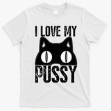 I Love My Pussy Cat Funny Halloween Cats Spiderweb Premium T-Shirt - White
