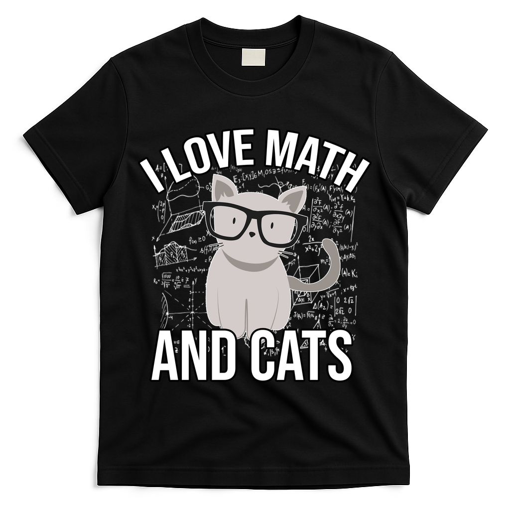 I Love Math And Cats Funny T-Shirt