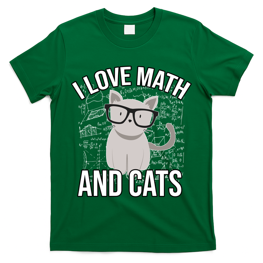 I Love Math And Cats Funny T-Shirt
