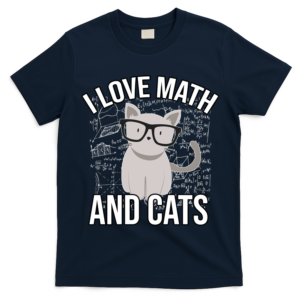 I Love Math And Cats Funny T-Shirt