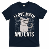 I Love Math And Cats Funny T-Shirt
