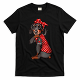 I Love Mom Tattoo Funny Dachshund Dog Wearing Bandana T-Shirt - Black