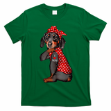 I Love Mom Tattoo Funny Dachshund Dog Wearing Bandana T-Shirt - Irish Green