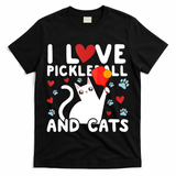 I Love Pickleball & Cats White Cat Fitness Workout Gift TShirt T-Shirt