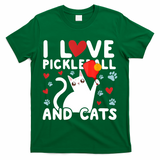 I Love Pickleball & Cats White Cat Fitness Workout Gift TShirt T-Shirt