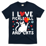 I Love Pickleball & Cats White Cat Fitness Workout Gift TShirt T-Shirt