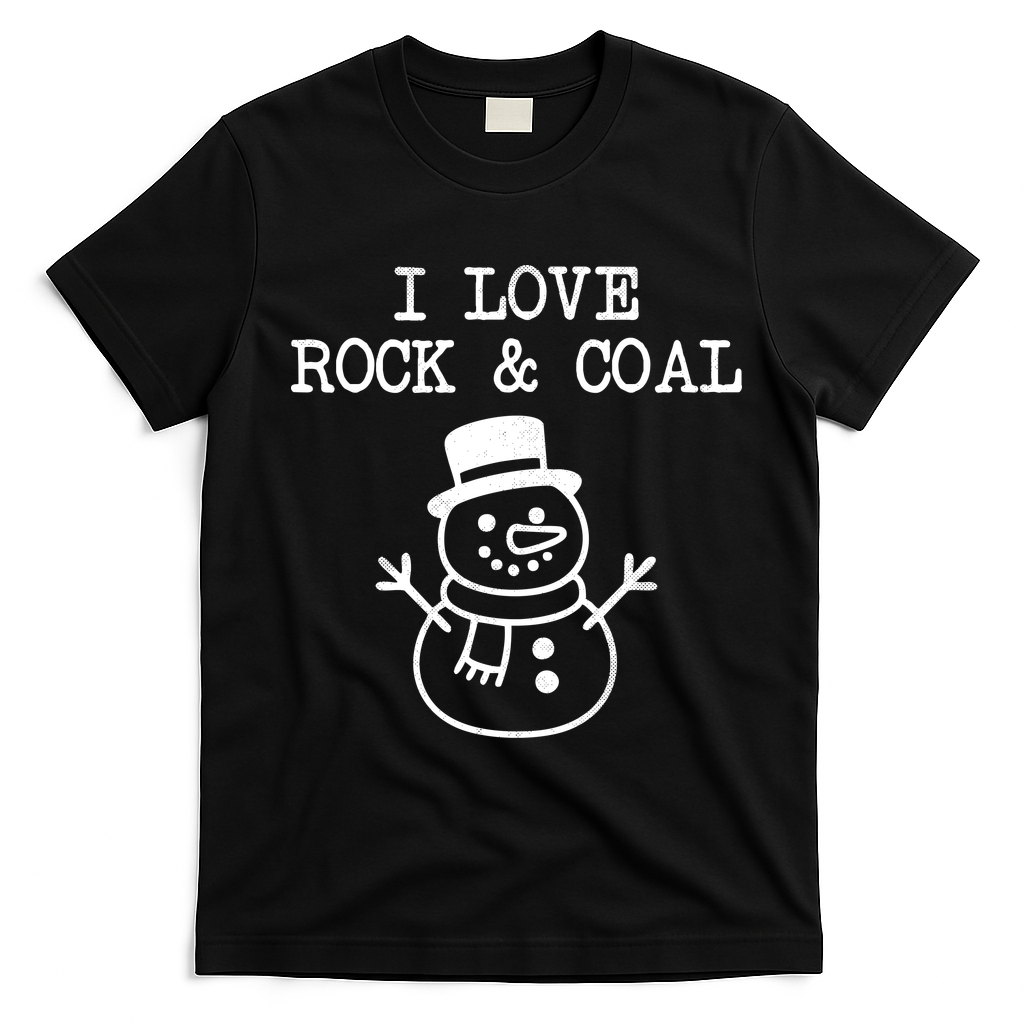 I Love Rock And Coal Christmas T-Shirt - Black