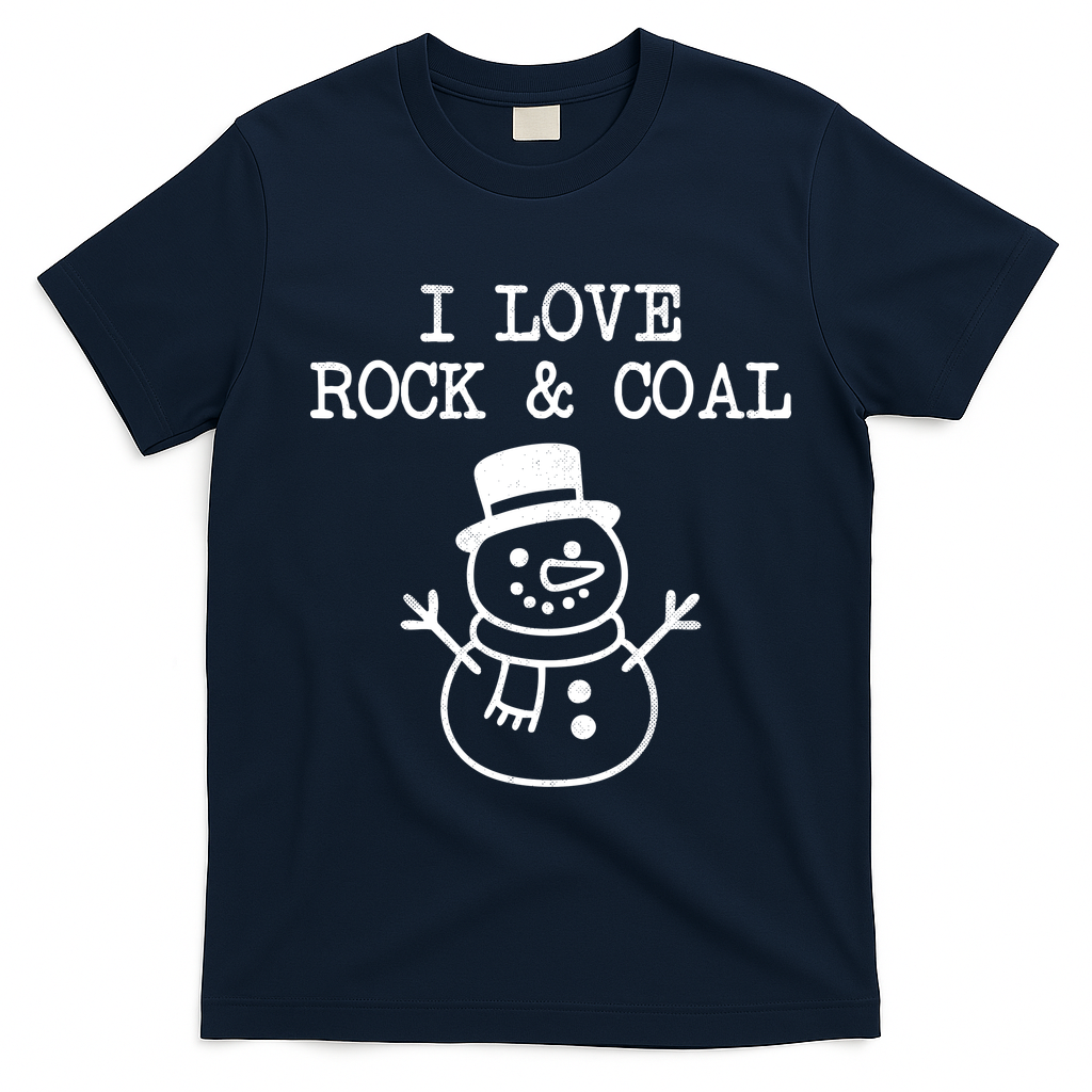I Love Rock And Coal Christmas T-Shirt - Navy Blue