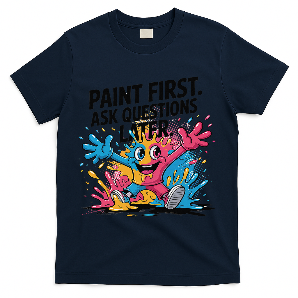 I Love To Finger Paint Funny Art Teacher Painting Artists T-Shirt - Navy
