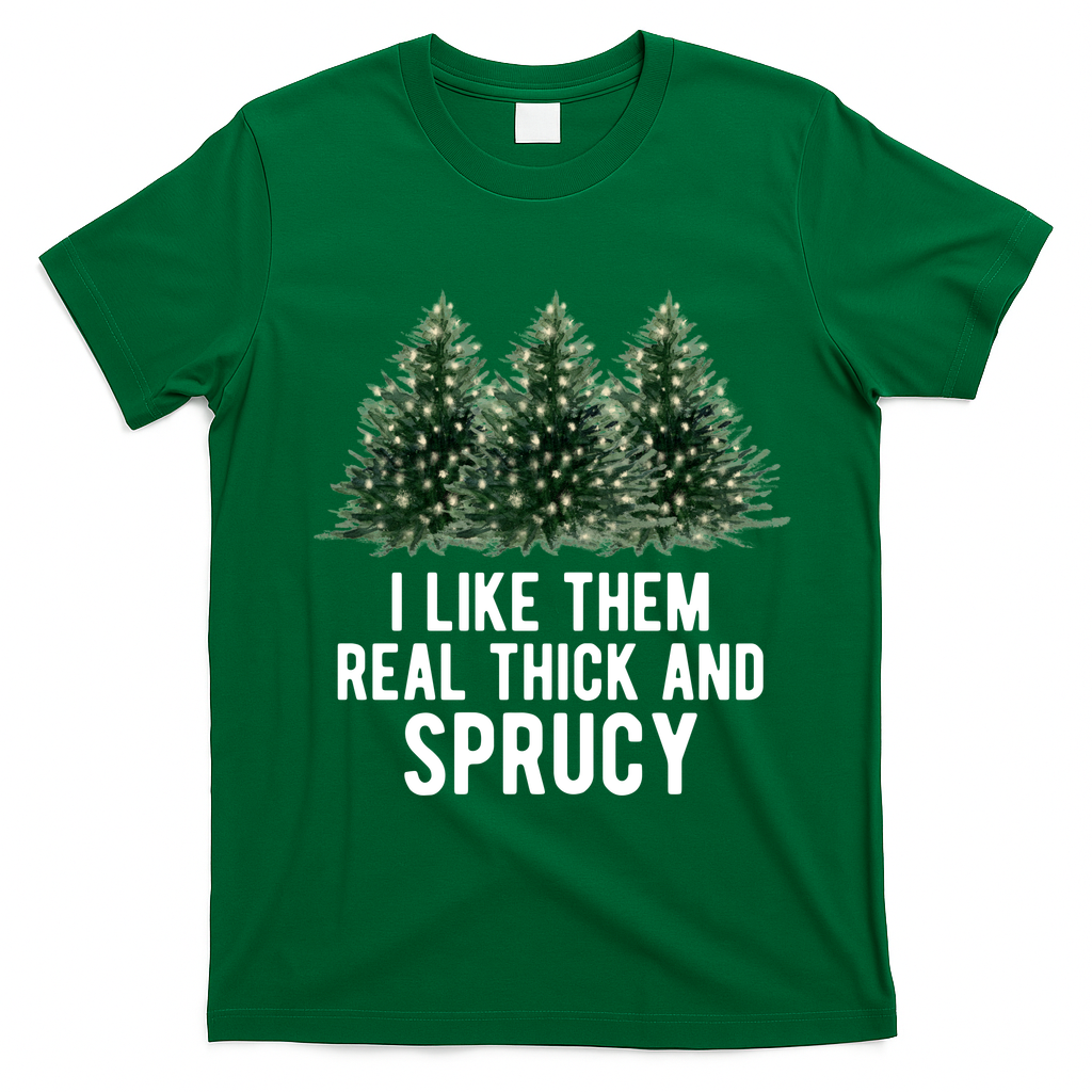 I Like Them Real Thick And Sprucy Chirtsmas T-Shirt - Irish Green