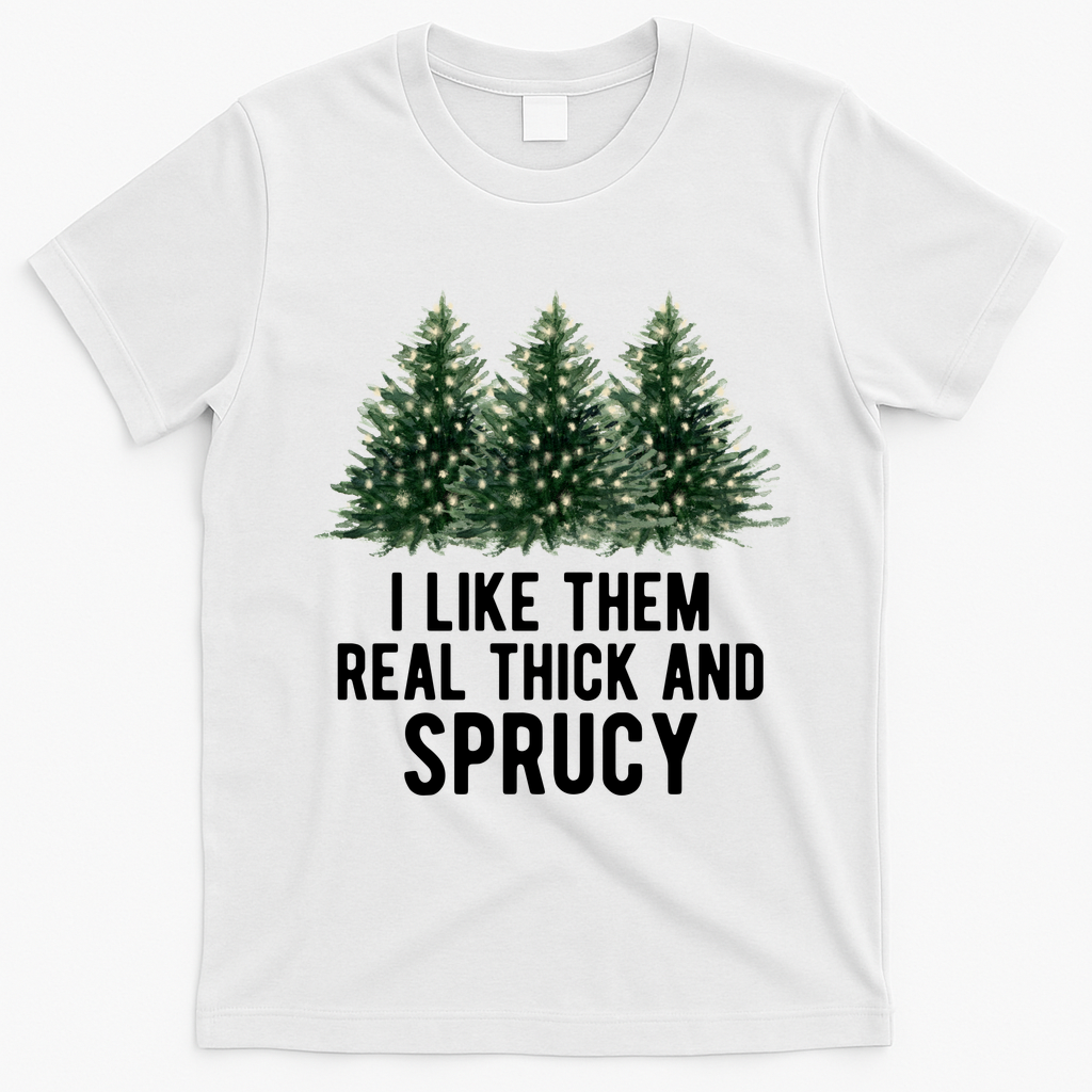 I Like Them Real Thick And Sprucy Chirtsmas T-Shirt - White