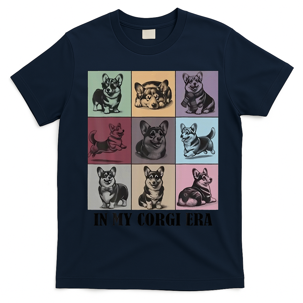 In My Corgi Era Funny Corgi Mom Dog Lover T-Shirt - Navy Blue