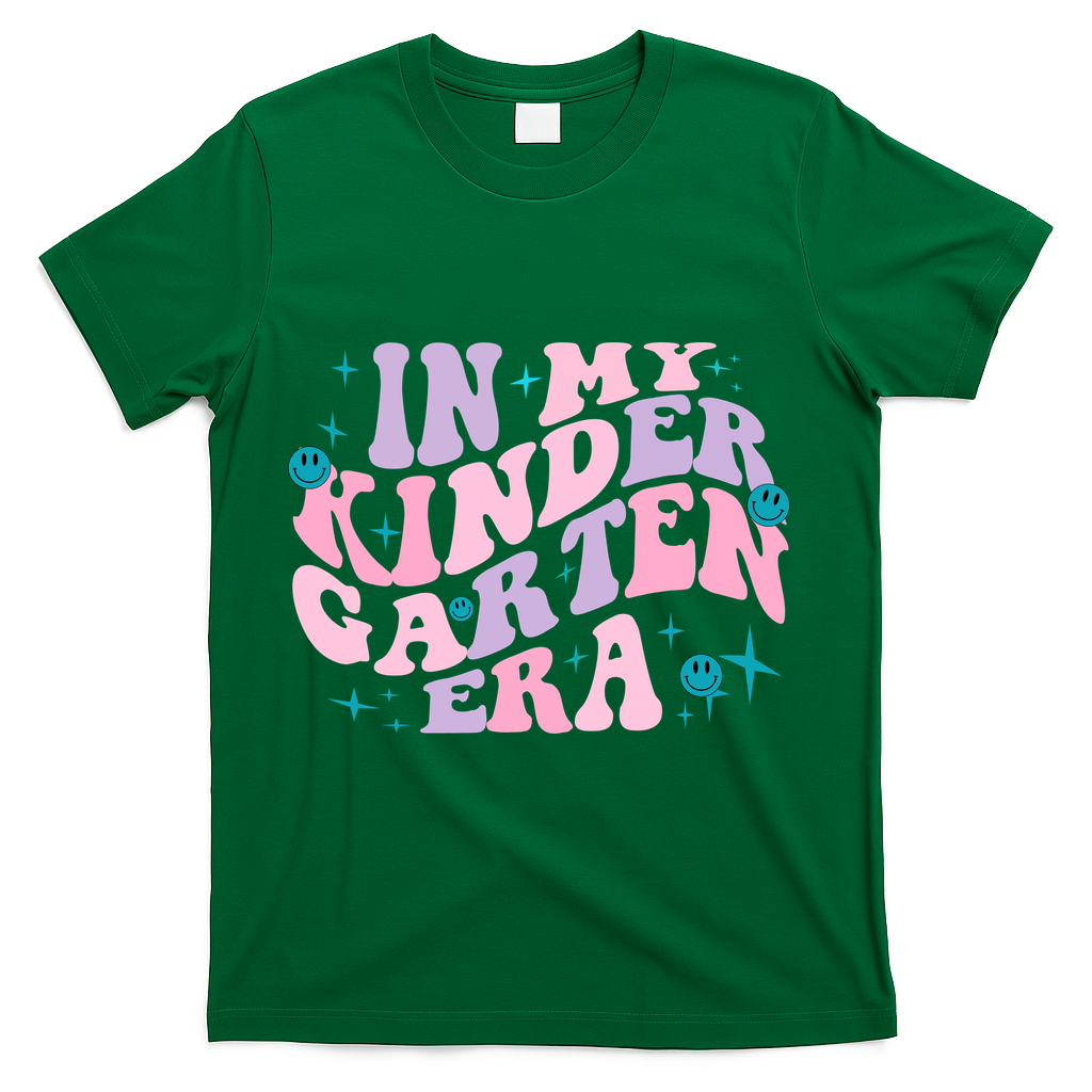 In My Kindergarten Era Groovy Back To School Teacher Student T-Shirt - Green