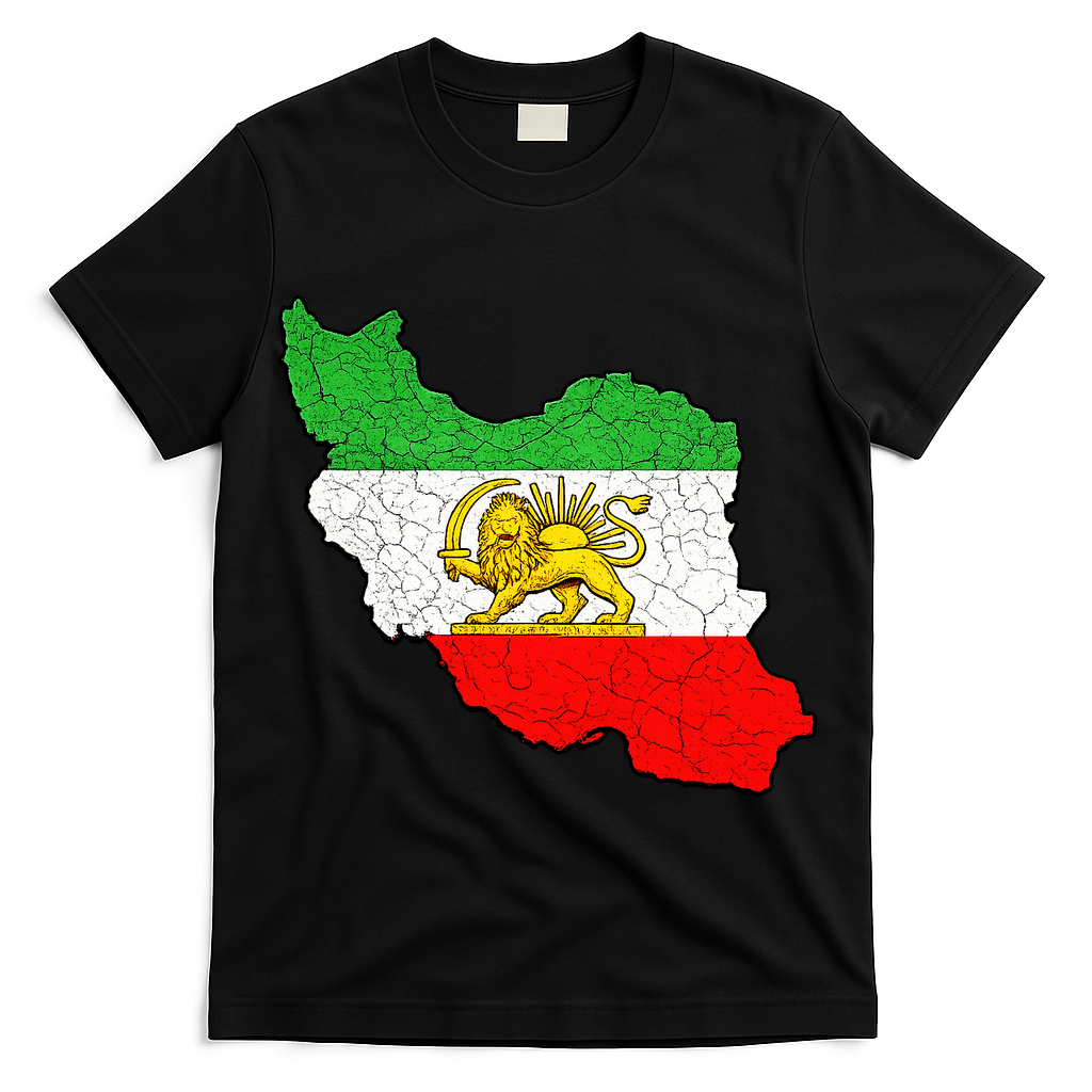 Iran Map Lion Sun Emblem Vintage Persian Heritage T-Shirt