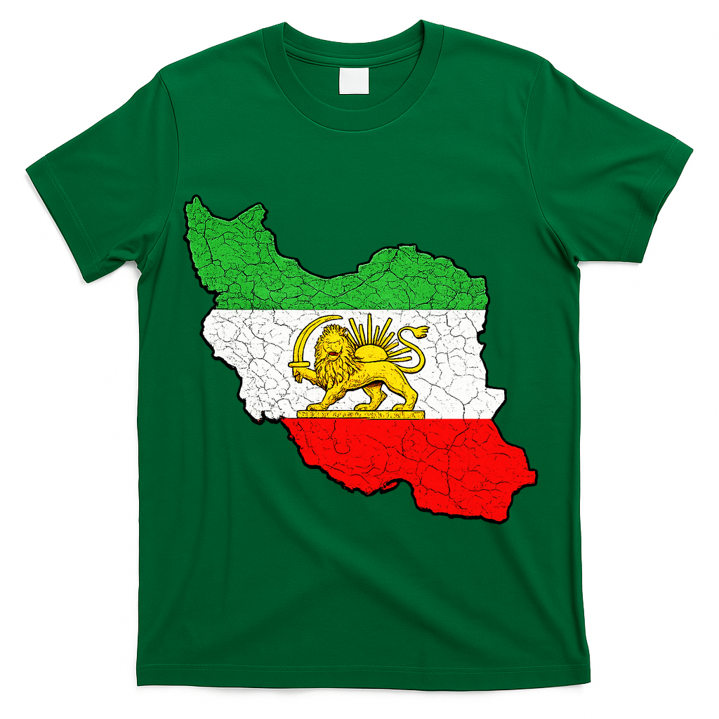 Iran Map Lion Sun Emblem Vintage Persian Heritage T-Shirt