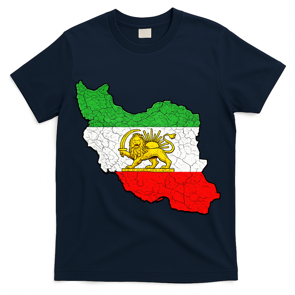 Iran Map Lion Sun Emblem Vintage Persian Heritage T-Shirt