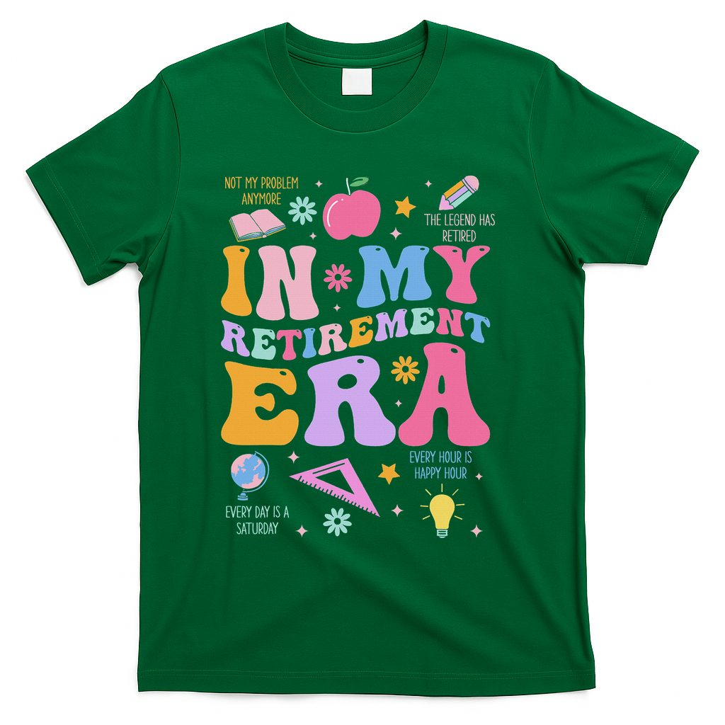 In My Retirement Era Retro Groovy Retired Teacher Women T-Shirt - Green