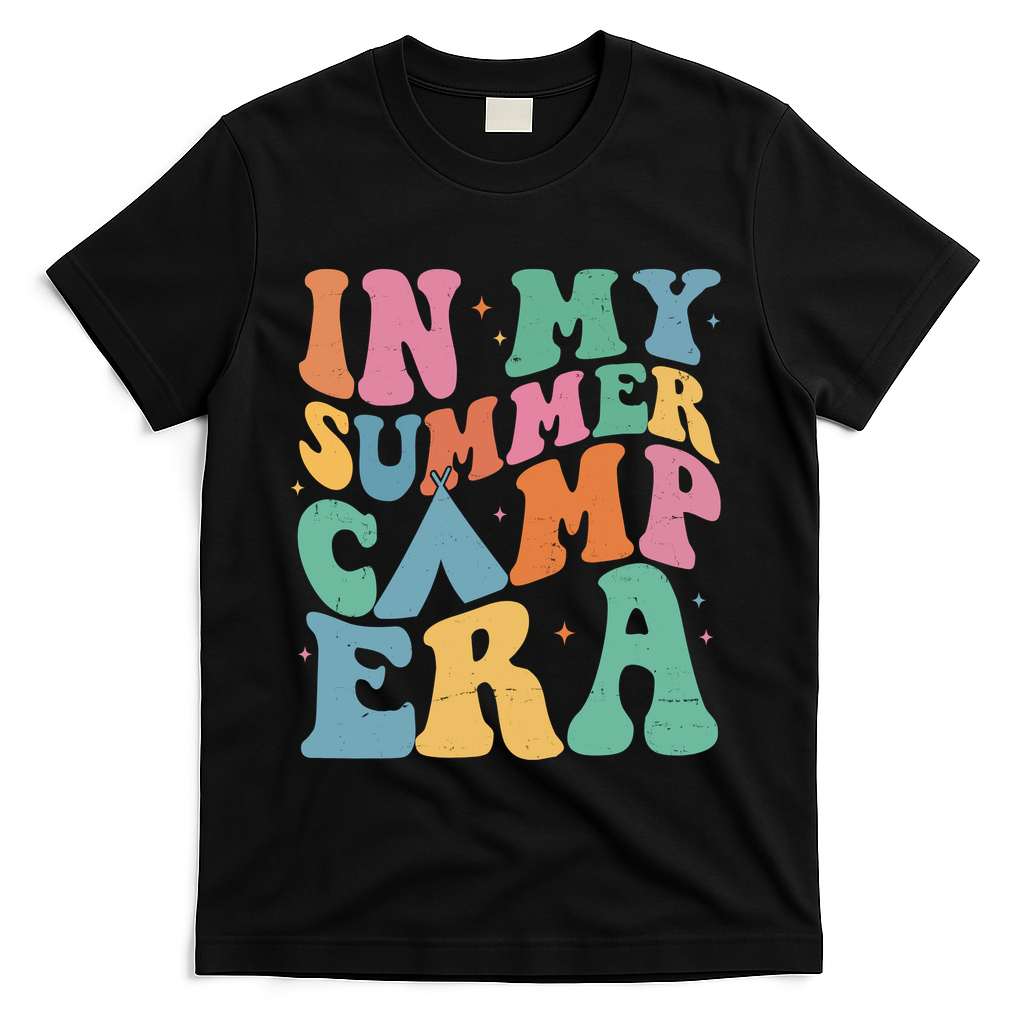 In My Summer Camp Era Retro Groovy T-Shirt - Black