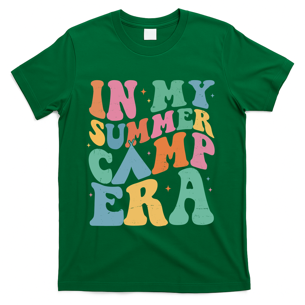 In My Summer Camp Era Retro Groovy T-Shirt - Green