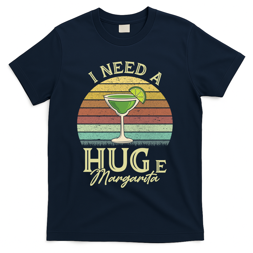 I Need A Huge Margarita Cocktail T-Shirt - Navy