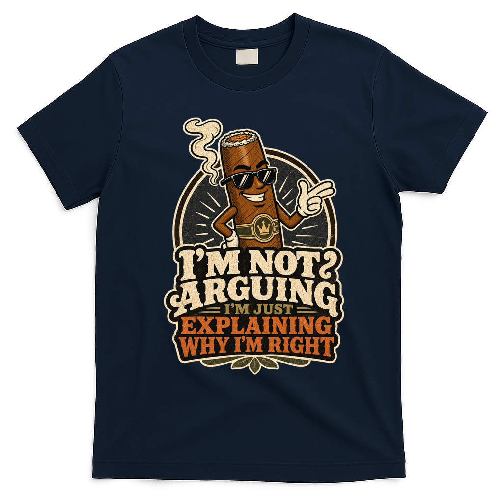 I'm Not Arguing Just Explaining Funny Cigar T-Shirt - Navy Blue