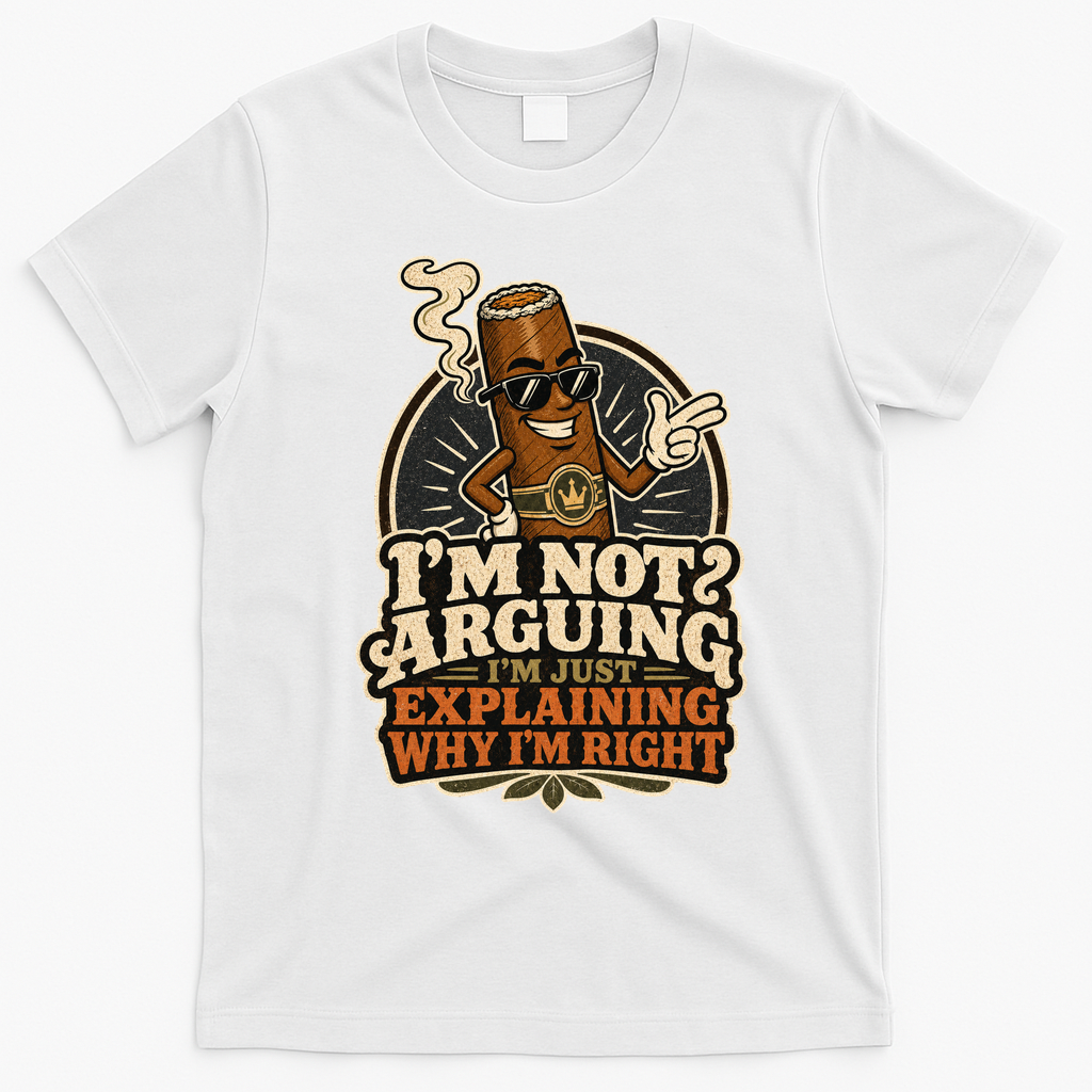 I'm Not Arguing Just Explaining Funny Cigar T-Shirt - White