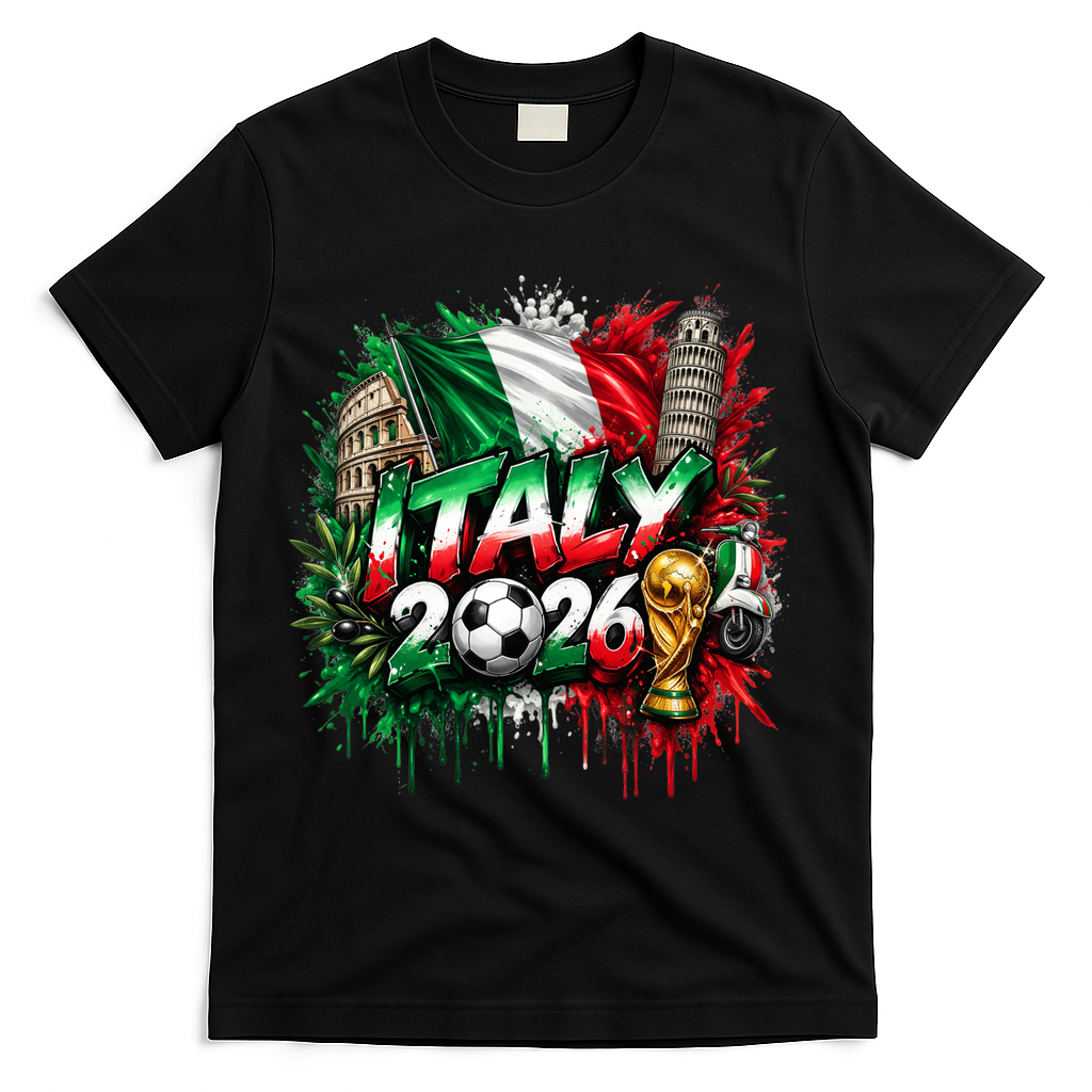 ITALY North America Soccer Tournament 2026 T-Shirt - Black