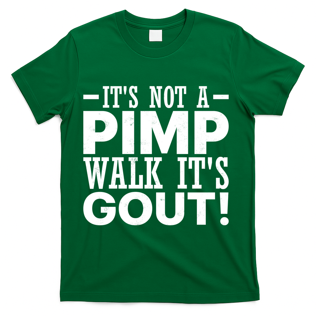 It's Not A Pimp Walk It's Gout Funny Old Man T-Shirt - Green