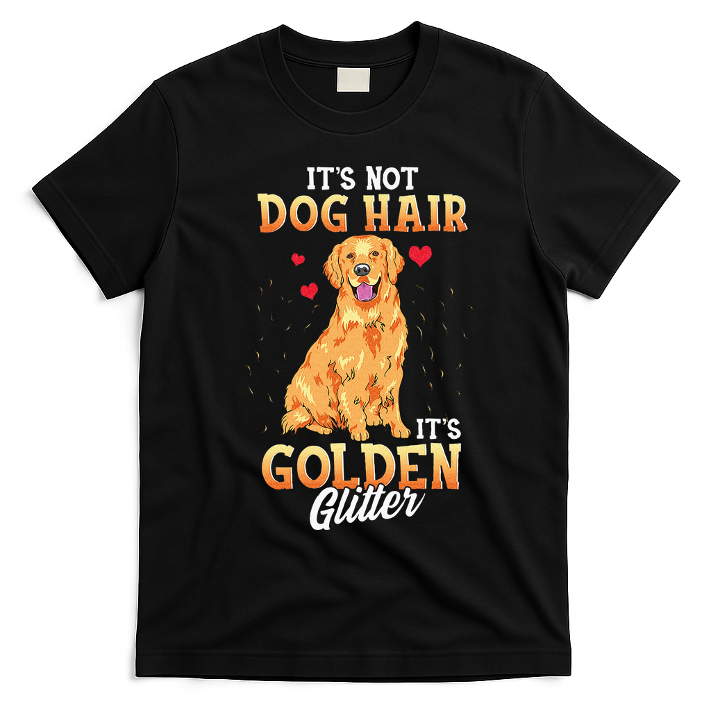 It's Not Dog Hair It's Golden Retriever Glitter Funny Dog T-Shirt - Black
