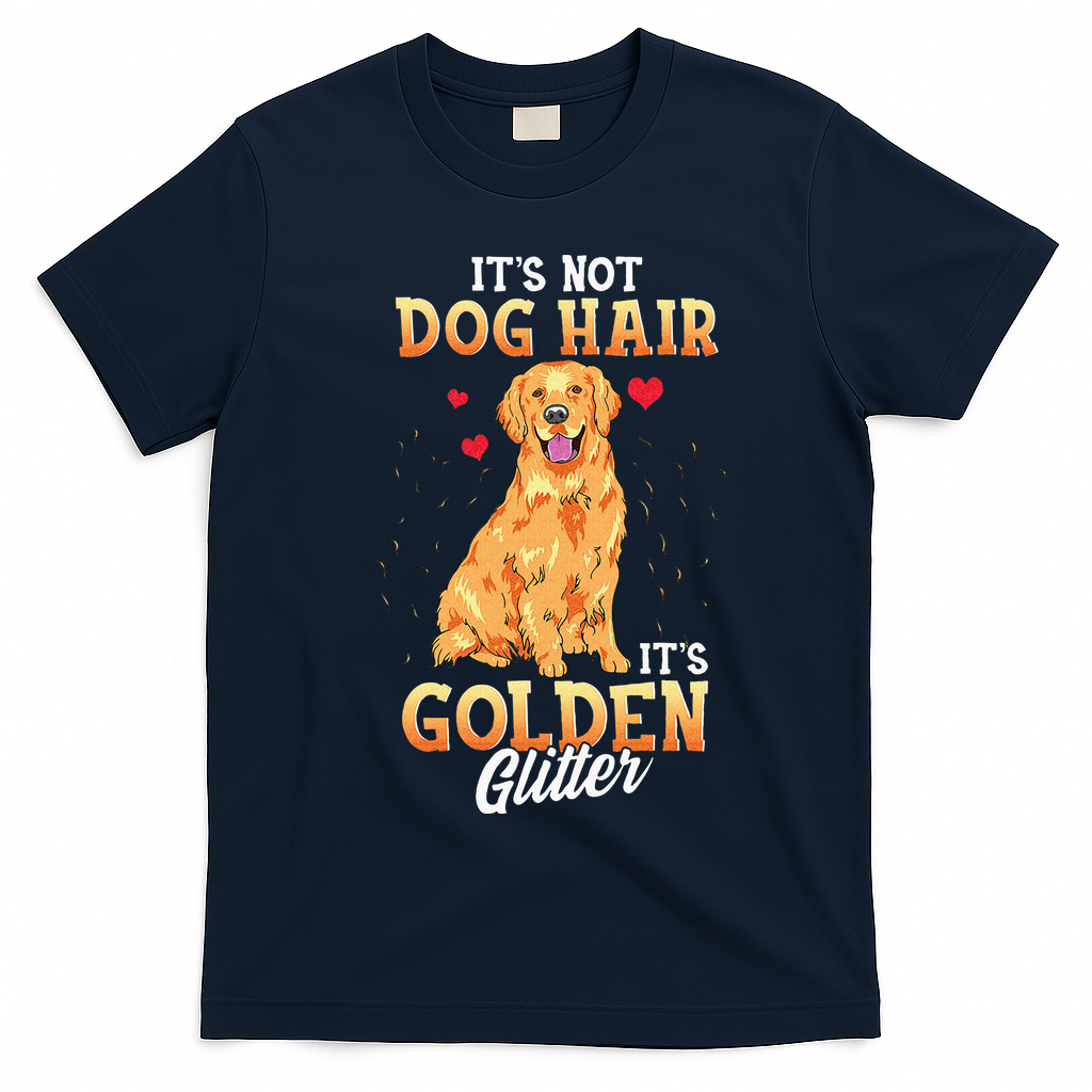 It's Not Dog Hair It's Golden Retriever Glitter Funny Dog T-Shirt - Navy Blue