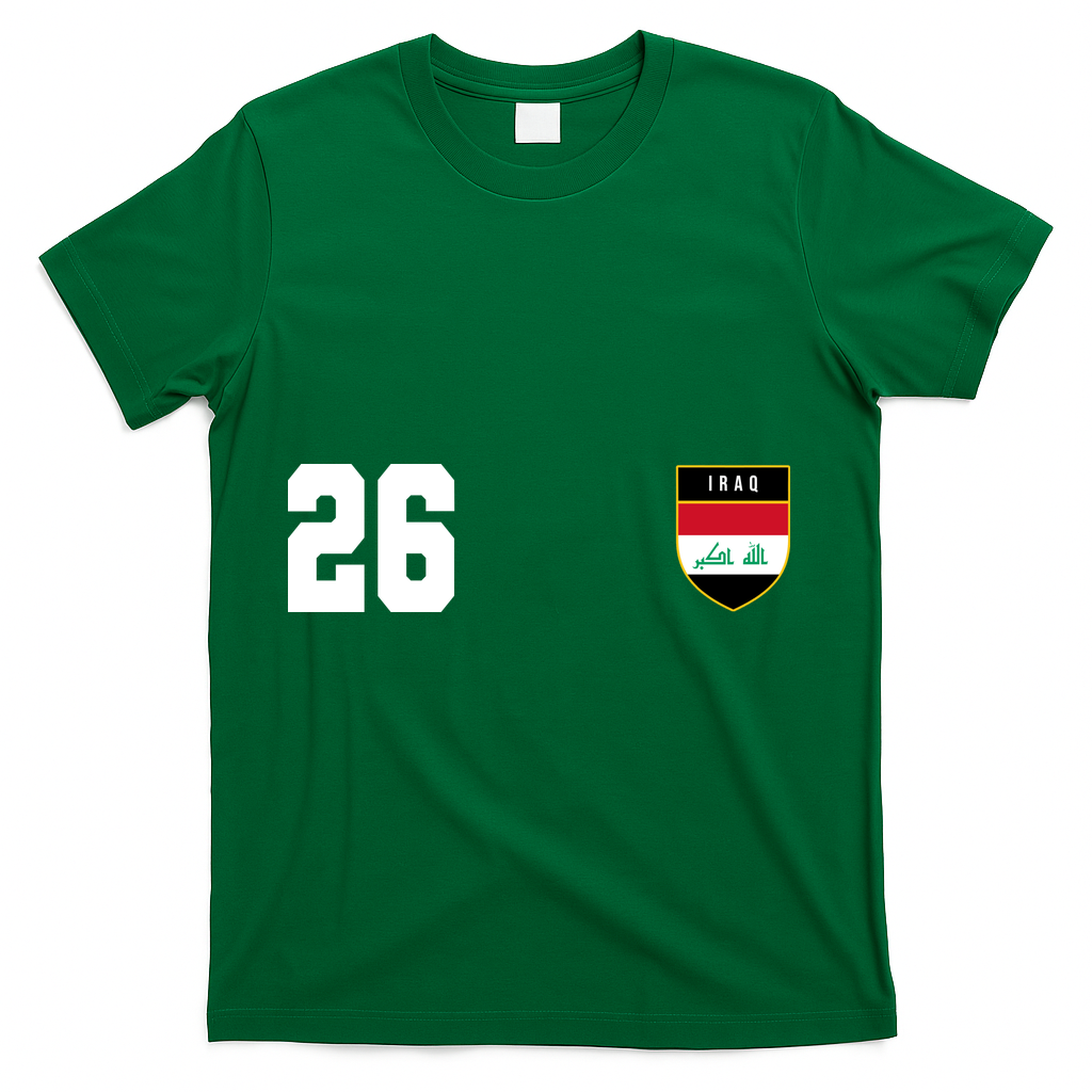 Iraq Nation Football Soccer 26 Jersey T-Shirt - Green