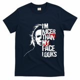 Im Nicer Than My Face Looks Spooky Halloween T-Shirt - Navy Blue