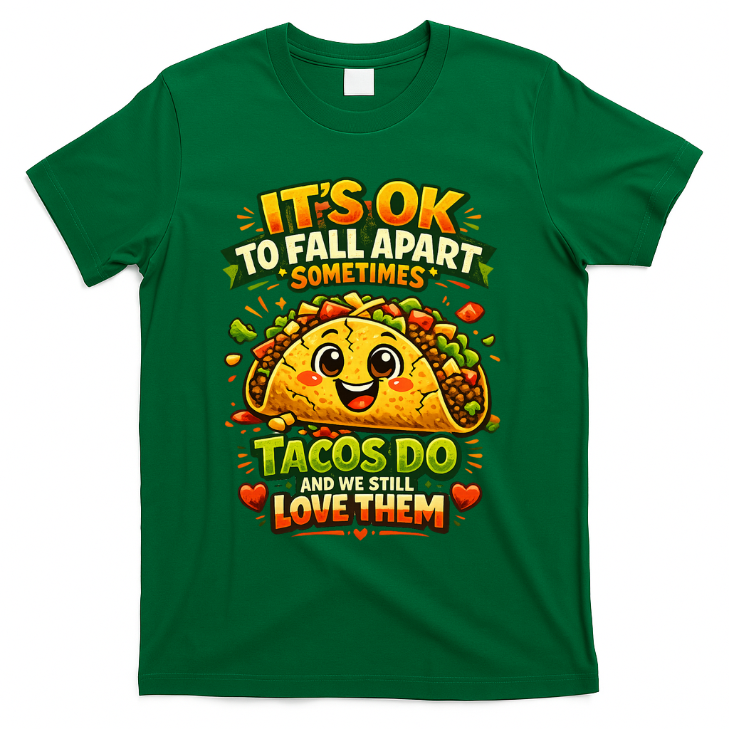 It's Ok To Fall Apart Sometimes Tacos Do And We Still Love Them T-Shirt - Green
